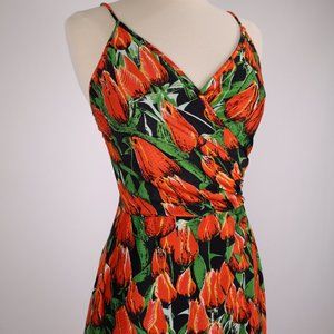 Vintage Carol Mary Honolulu Tulip Maxi Dress Gown Party Floral Hawaiian Caftan S